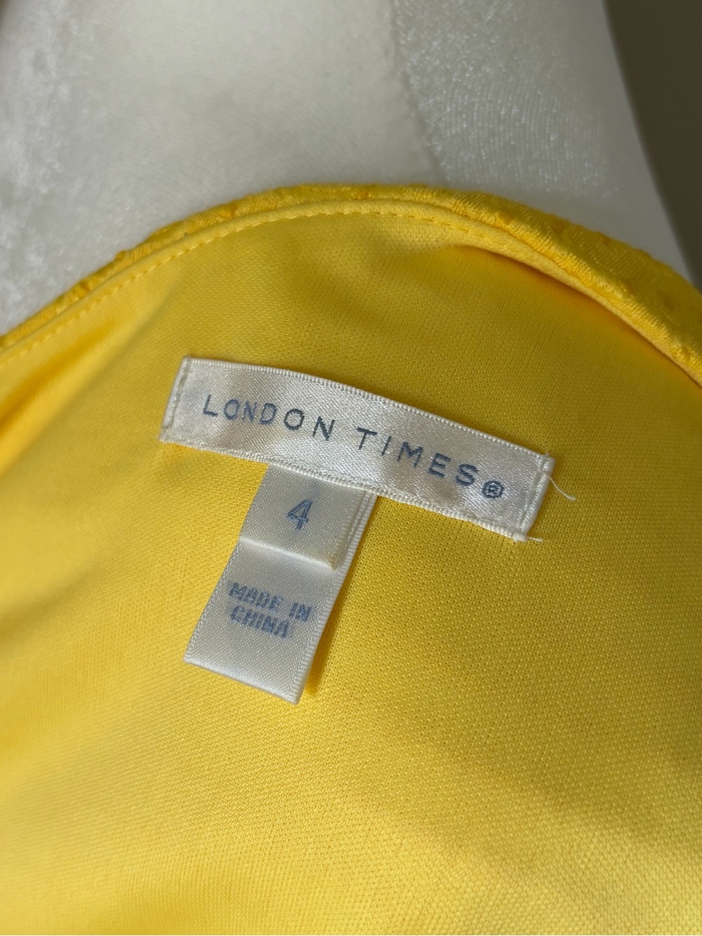 London Times One-Shoulder Eyelet Dress in Bright Yellow with Shoulder Bow - Picture 2 of 10
